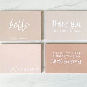 Physical Cards 80 Thank You Cards Set, Beige Neutral Earth Tone, Supplies, Packaging Supplies, Small Business Thank You Cards