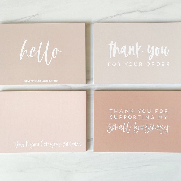 Physical Cards 80 Thank You Cards Set, Beige Neutral Earth Tone, Supplies, Packaging Supplies, Small Business Thank You Cards