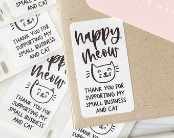 Happy Meow Thank You For Supporting My Small Business And Cat Stickers, Small Business, Business Packaging Stickers, Happy Mail Stickers