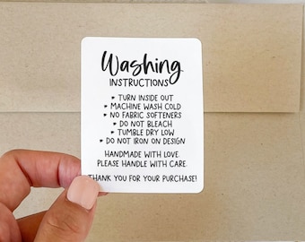 Shirt Care Instruction Stickers, Clothes Care, Washing Care Stickers, Small Business Label