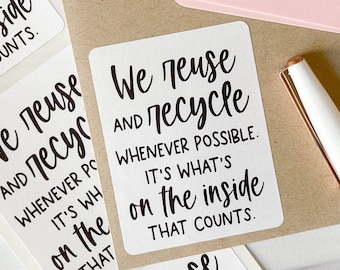 We reuse and recycle stickers, Recycle Label, Packaging Business Sticker, Recycle box packaging sticker, Roll stickers, Small Business Label
