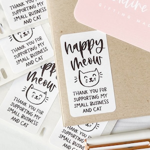 Happy Meow Thank You For Supporting My Small Business And Cat Stickers, Small Business, Business Packaging Stickers, Happy Mail Stickers