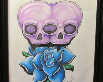 Conjoined Skull Original Drawing