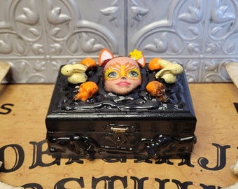 Fox Girl Box, Gothic Decor, Home Decor, Dark Art, Witchy Decor, Occult Decor, Pagan Decor, Cottagecore Decor, Jewelry Box