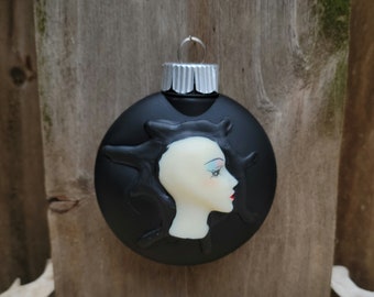 Cameo Black Ornaments, Gothic Decor, Home Decor, Satanic Decor, Krampus Decor, Christmas Ornaments, Horror Decor, Halloween Ornament