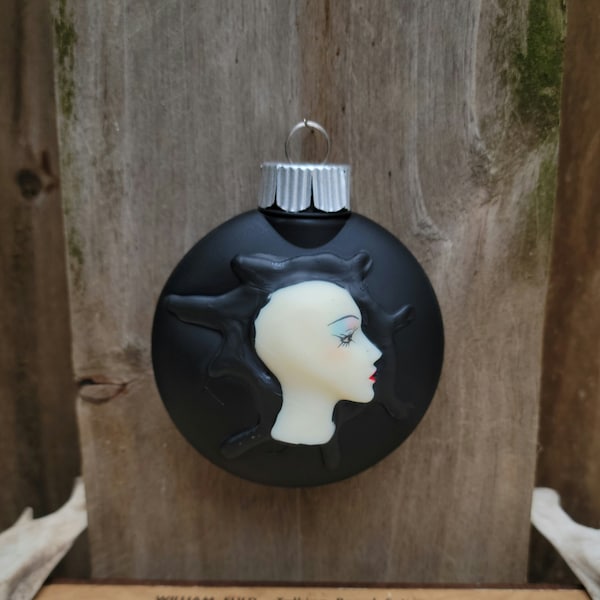 Cameo Black Ornaments, Gothic Decor, Home Decor, Satanic Decor, Krampus Decor, Christmas Ornaments, Horror Decor, Halloween Ornament