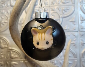 Cat Face Black Ornament, Gothic Decor, Home Decor, Creepmas Decor, Krampus Decor, Christmas Ornaments, Horror Decor, Halloween Ornament