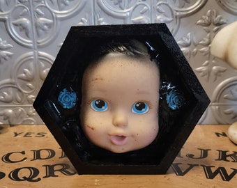 Baby Blue Hexagon Frame, Gothic Decor, Halloween, Horror Decor, Occult Decor, Home Decor, Witchy Decor, Unique Decor, Wall Decor