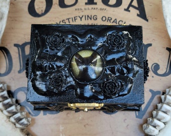 Black Cat Trinket Box, Gothic Decor, Home Decor, Dark Art, Witchy Decor, Occult Decor, Pagan Decor, Satanic Decor, Jewelry Box