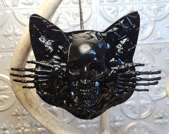 Skull Spider Cat Ornament, Gothic Decor, Home Decor, Creepmas Decor, Christmas, Krampus Decor, Christmas Ornaments, Horror Decor, Oddities