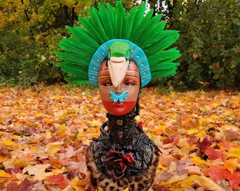 Xōchiquetzal Bust, Aztec Decor, Altar Decor, Pagan Decor, Occult Decor, Mythology Decor, Home Decor, Aztec Goddess, Mesoamerican Decor