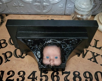 Blue Eye Baby Floating Shelf, Gothic Decor, Doll Decor, Horror Decor, Occult Decor, Home Decor, Witchy Decor, Wall Decor, Wall Hang