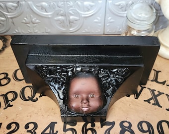 Brown Eye Baby Floating Shelf, Gothic Decor, Doll Decor, Horror Decor, Occult Decor, Home Decor, Witchy Decor, Wall Decor, Wall Hang