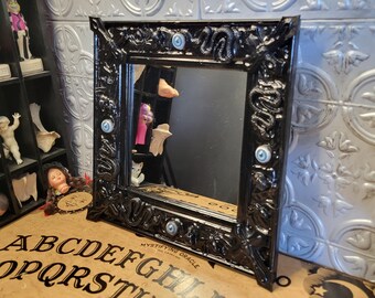 Blue Eyes and Crosses Gothic Mirror, Gothic Decor, Home Decor, Horror Decor, Wall Decor, Witchy Decor, Macabre Decor, Occult Decor