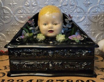 Harpy Baby Doll Jewelry Box, Gothic Decor, Home Decor, Dark Art, Witchy Decor, Occult Decor, Doll Decor, Cottagecore, Jewelry Box