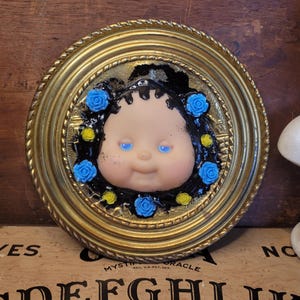 Doll Face Gold Wall Decor, Gothic Decor, Weird Decor, Wall Decor, Doll Decor, Home Decor, Witchy Decor, Unique Decor, Wall Decor
