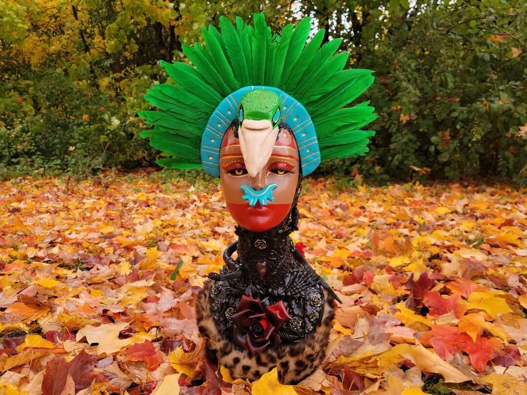 Xōchiquetzal Bust, Aztec Decor, Altar Decor, Pagan Decor, Occult Decor ...