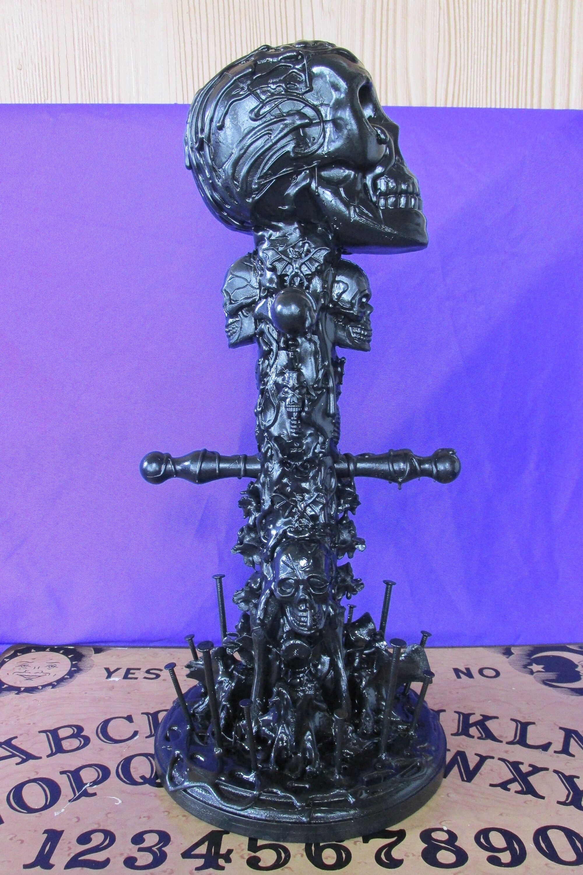 Black Skull Jewelry Stand Art Decor Gothic Halloween Etsy