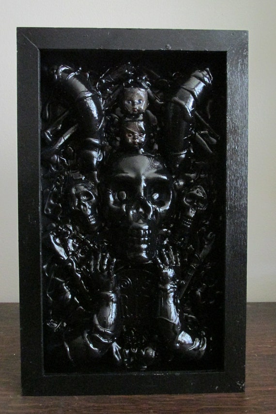 Black Skull Shadowbox Art Gothic Decor Horror Decor Home Etsy