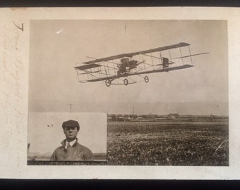 Historia de la avation, 1900'S RPPC Postal "FRANK BRYANT" Primer Avión