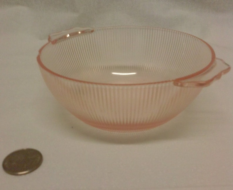 PINK DEPRESSION GLASS Bowl with handles Vintage Small Bowl Etsy