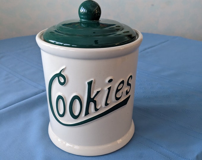 Himark Classic Cookie Jar, Offwhite and Green Cookie Jar, Kitchen