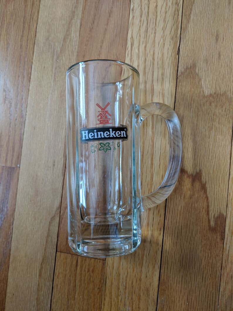 Heineken Glass Beer Mug Clear Tall Windmill 1970's Etsy