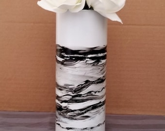 Black White Vase, Black White Vase, Decor, Tall Glass Vase, Black White Glass Vase, Tall Black White Vase, White Black Glass Vase
