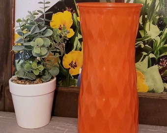 Orange Glass Vase, Art Deco Vase, Orange Glass Vase, Vintage Vase, Art Deco Vase, Orange Glass Vase, Cylinder Vase, Fall Vase, Orange Vase