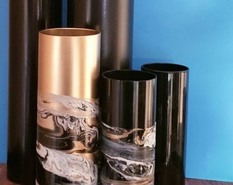 Floor Vase Gold, Floor Vase 3 foot tall, Maximalist Decor, Floor Vase Tall, Floor Vase 3 ft tall, Tall Vase for Floor, Tall Black Gold Vase
