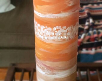Floor Vase Orange, Floor Vase Hand Blown Glass, Orange Glass Vase, Fall Vase, Southwestern Décor, Orange Floor Vase 16 in, Cylinder Vase