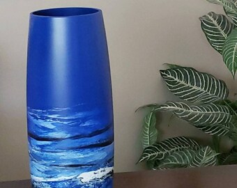 Tall Blue Glass Vase, Cobalt Blue Black Vase, Tall Blue Vase, Cobalt Blue Glass Vase, Indigo Blue Vase, Tall Blue Vase 12 in, Cylinder Vase