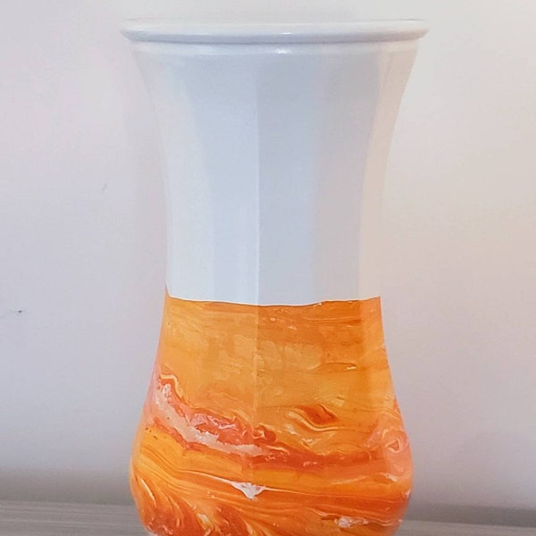 Modern Orange and White Vase Etsy