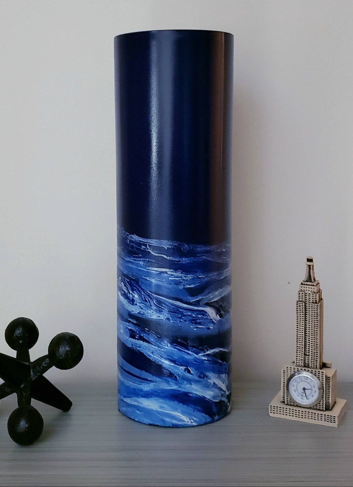 Floor Vase Tall/Navy Blue Glass Vase Etsy
