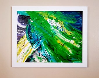 Framed Abstract Painting PRINT, Abstract Wall Art Green, Framed Abstract Print, Abstract Art, Green Abstract Art, Contemporary Art Green