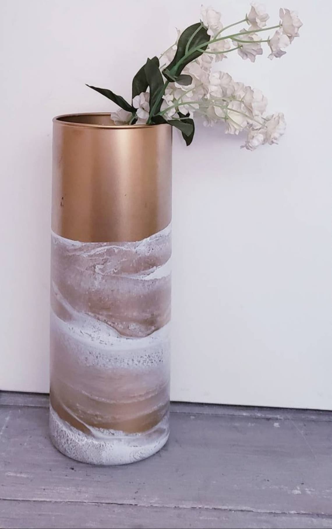 Floor Vase Gold, Floor Vase 3 Foot Tall, Maximalist Decor, Floor Vase ...