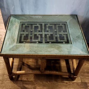 Vintage Asian Coffee Table, Asian Table, Asian Rattan Table, Asian Decor, Asian Coffee Table, Chinoiserie table, Vintage Asian Furniture