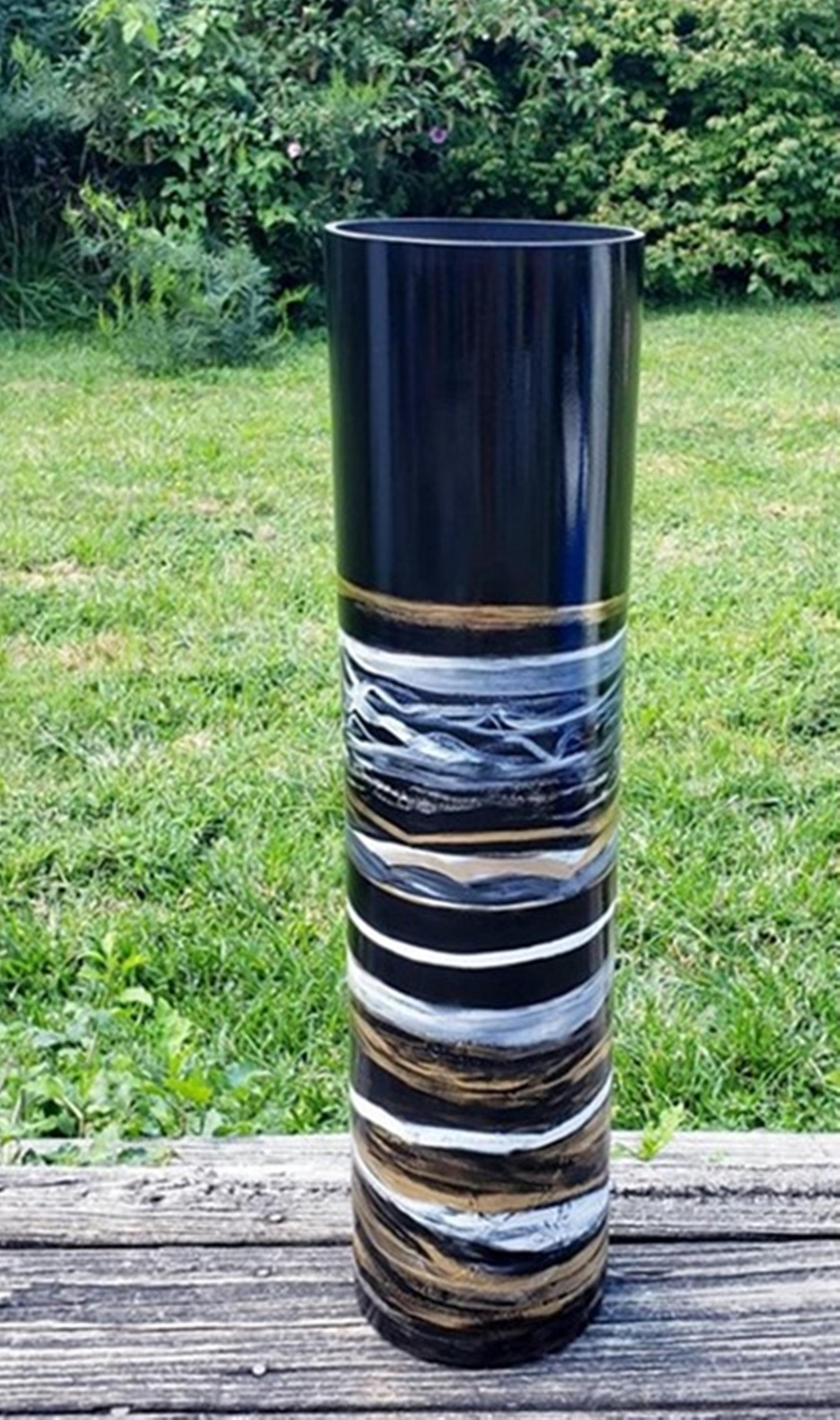 Floor Vase Tall, Tall Floor Vase, Black Gold Glass Vase, Tall Vase for Floor, Unique Gold Vase, Floor Vase, Gold Décor, Tall Floor Vase Gold