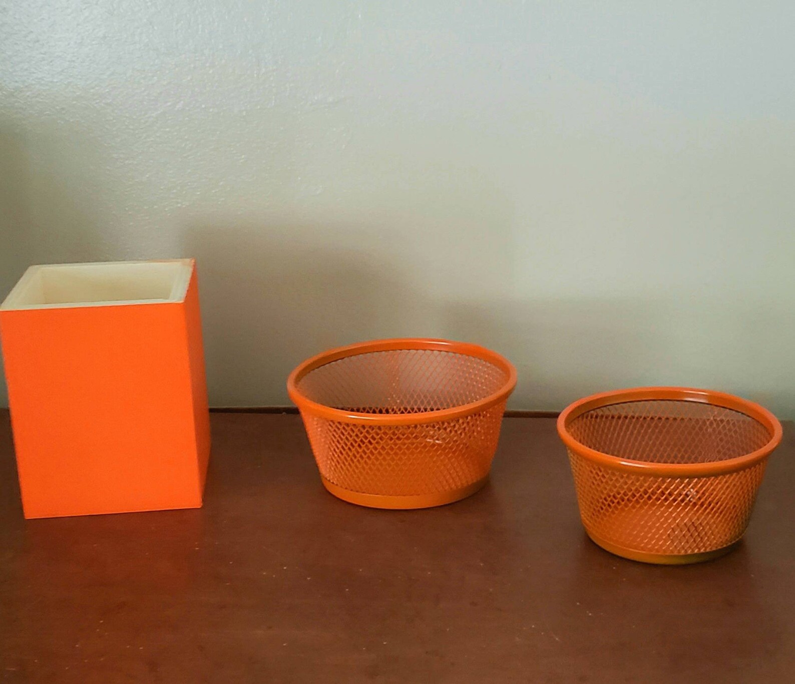 Orange Desk Accessories/desk Organizer/orange Desk Set Etsy