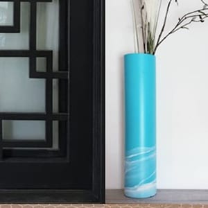 Floor Vase Teal, Floor Vase 3 feet tall, Tall Floor Vase, Turquoise Vase, Floor Vase 3 feet tall, Floor Vase Glass, Teal Floor Vase 40 inch