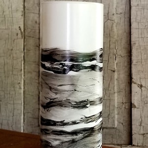 Black White Vase, Black White Vase, Dorm Decor, Tall Glass Vase, Black White Glass Vase, Tall Black White Vase, White Glass Vase