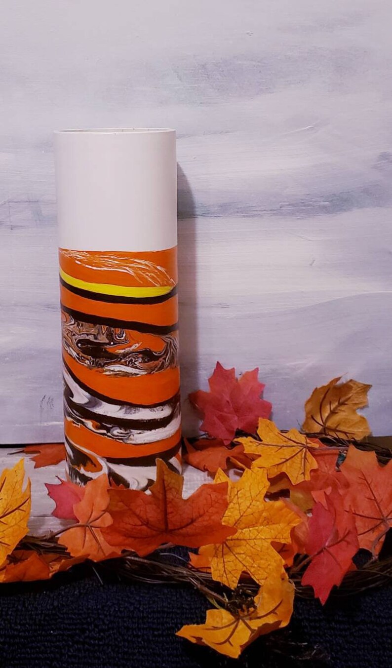 Tall Orange Vase 12 In Tall Orange Glass Vase Orange Etsy