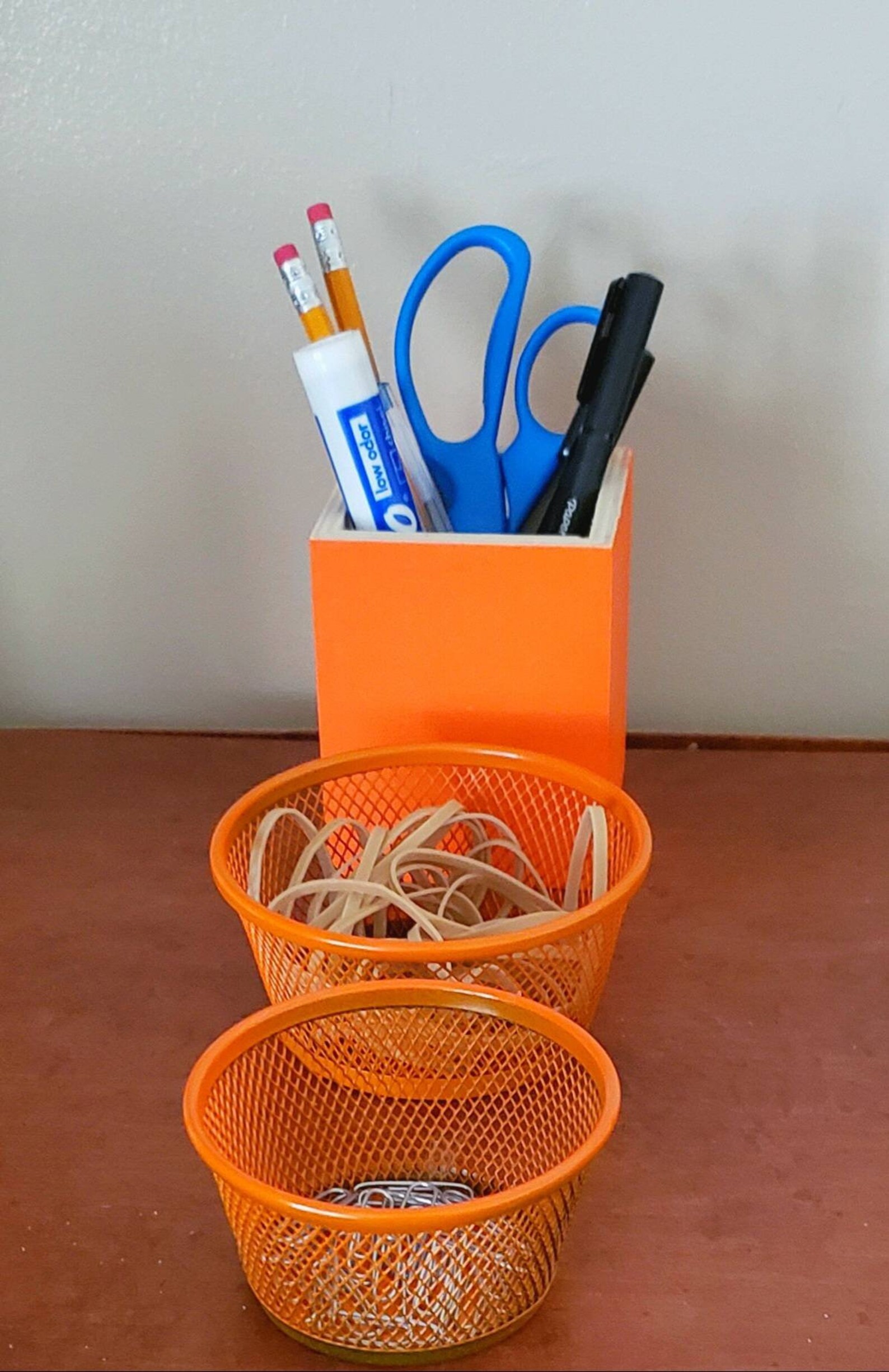 Orange Desk Accessories/desk Organizer/orange Desk Set Etsy