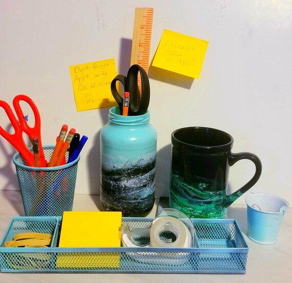 Green Desk Organizer Desk Accessories Etsy