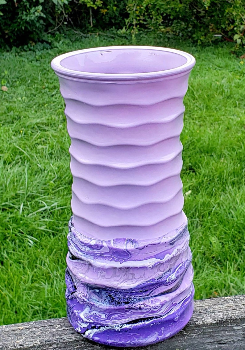 Modern Purple Glass Vase Tall Purple Glass Vase Hand Painted Etsy