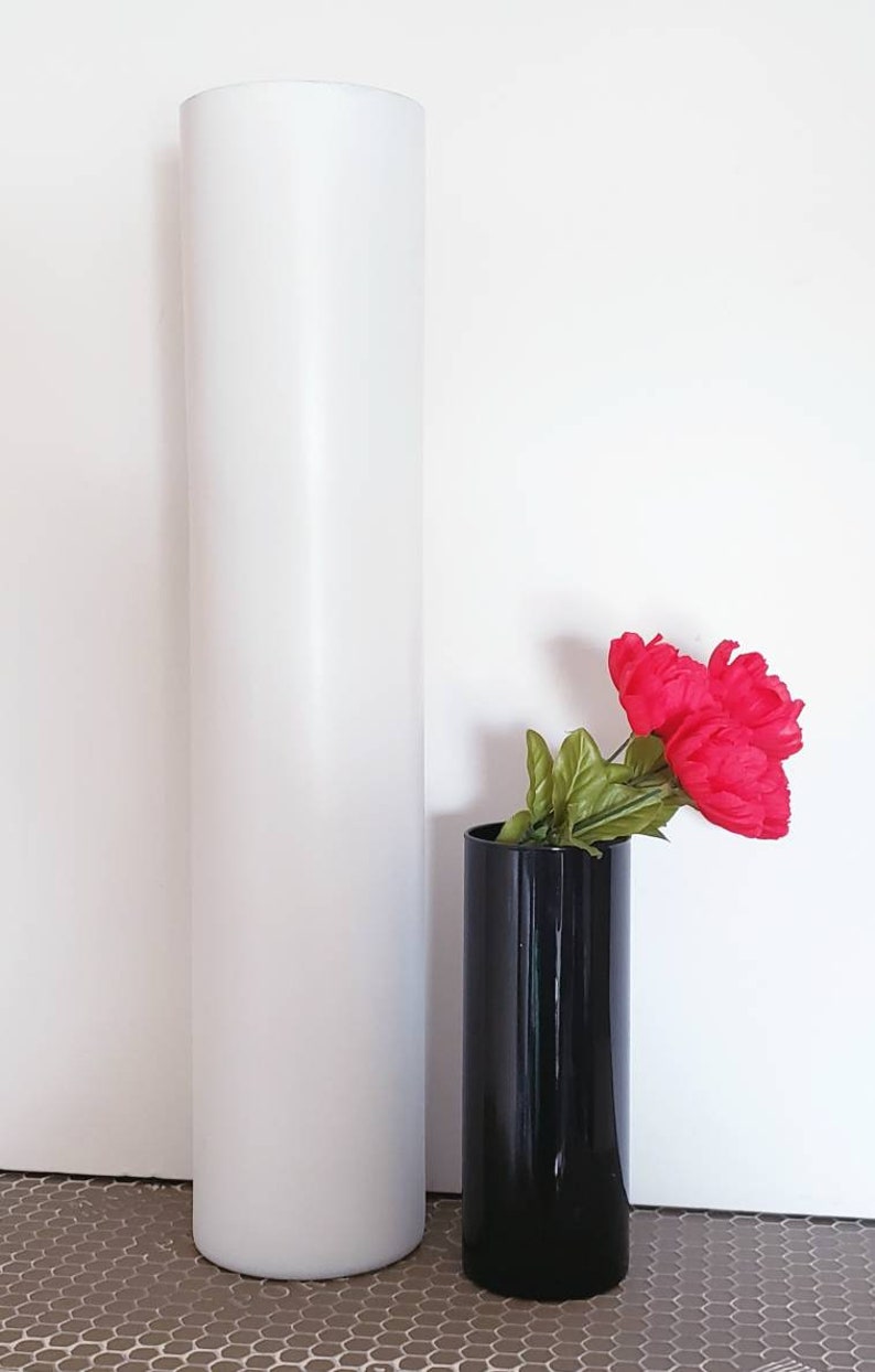 Tall White Floor Vase Glass Floor Vase White 24 Inch Tall Etsy Canada