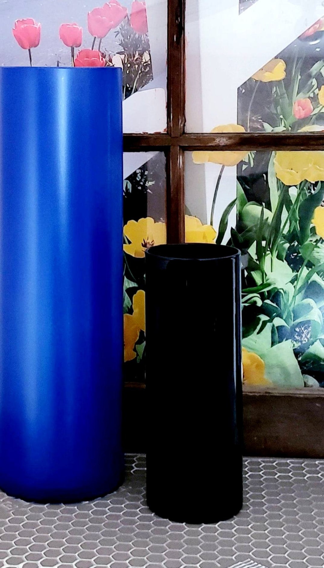 Tall Floor Vase Floor Vase Hand Blown Glass Floor Vase 3 Ft Etsy