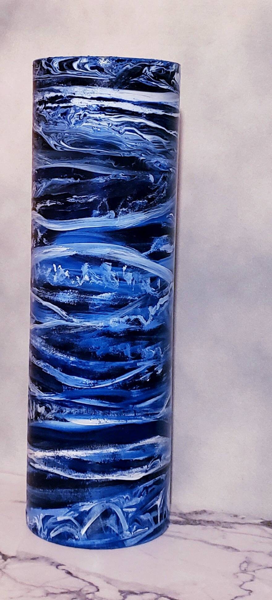 Tall Floor Vase/Blue Glass Vase Etsy