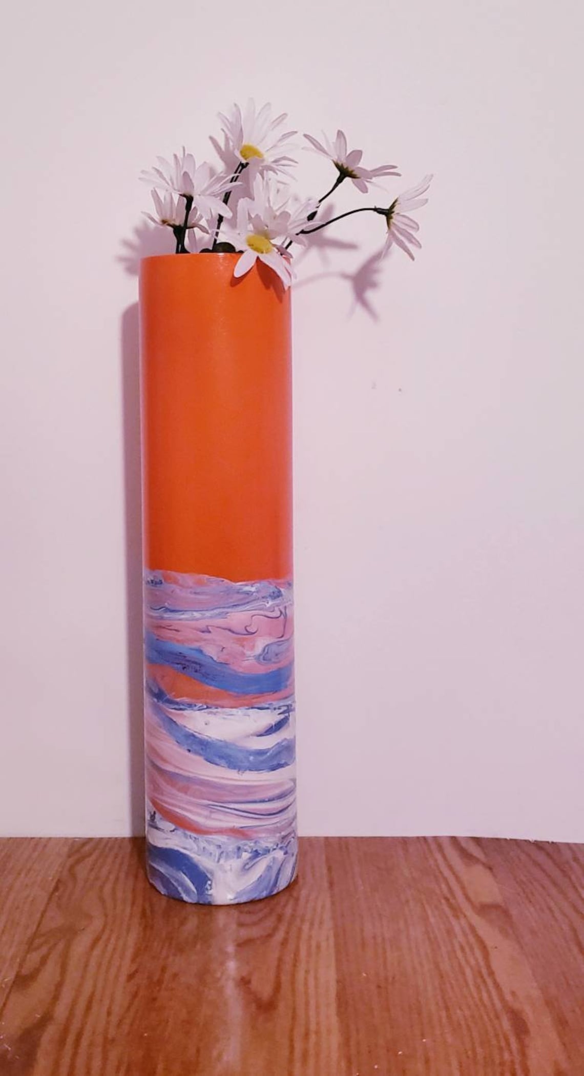 Floor Vase Tall/Orange Blue Glass Vase Etsy