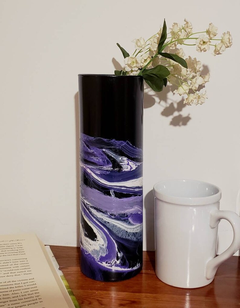 Tall Floor Vase Purple Floor Vase 3 Feet Tall Purple Black Etsy
